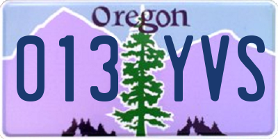 OR license plate 013YVS