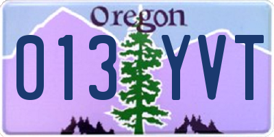 OR license plate 013YVT