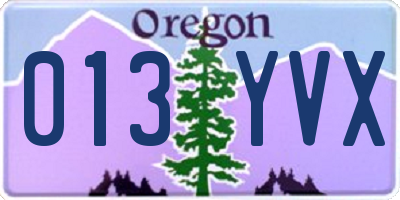 OR license plate 013YVX