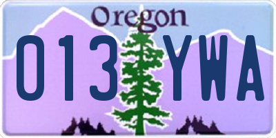 OR license plate 013YWA