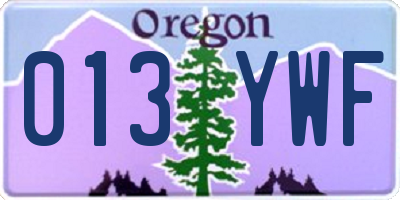 OR license plate 013YWF