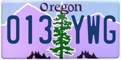 OR license plate 013YWG