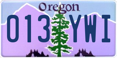 OR license plate 013YWI