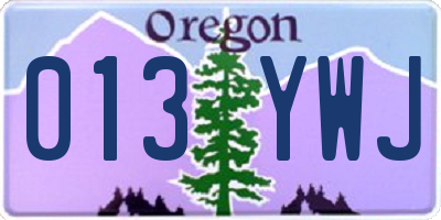 OR license plate 013YWJ