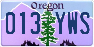 OR license plate 013YWS