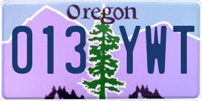 OR license plate 013YWT