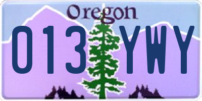 OR license plate 013YWY