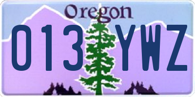 OR license plate 013YWZ