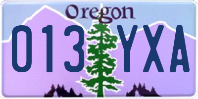 OR license plate 013YXA