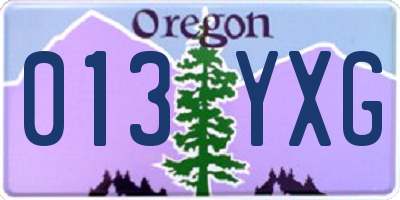 OR license plate 013YXG