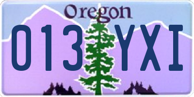 OR license plate 013YXI