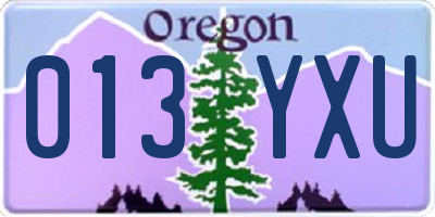 OR license plate 013YXU