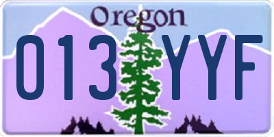 OR license plate 013YYF