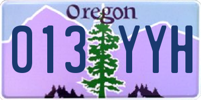 OR license plate 013YYH