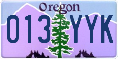 OR license plate 013YYK