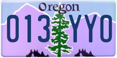 OR license plate 013YYO