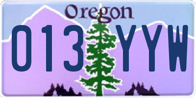 OR license plate 013YYW