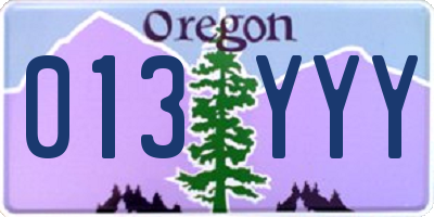 OR license plate 013YYY
