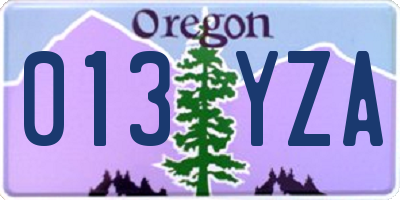 OR license plate 013YZA