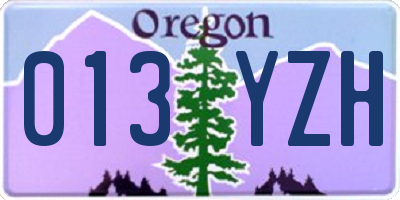 OR license plate 013YZH