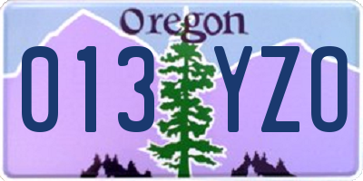 OR license plate 013YZO