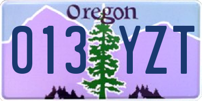 OR license plate 013YZT