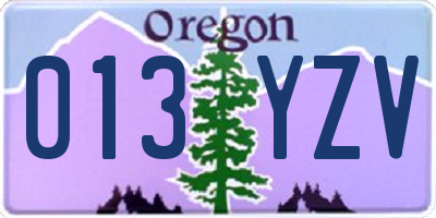 OR license plate 013YZV