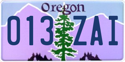 OR license plate 013ZAI
