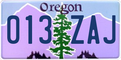 OR license plate 013ZAJ