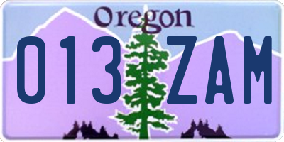 OR license plate 013ZAM