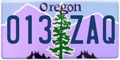 OR license plate 013ZAQ