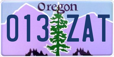 OR license plate 013ZAT