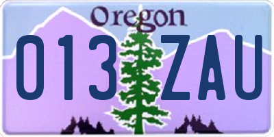 OR license plate 013ZAU