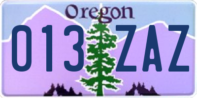 OR license plate 013ZAZ