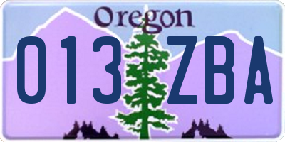 OR license plate 013ZBA