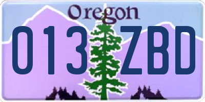 OR license plate 013ZBD