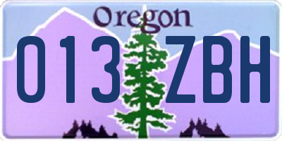 OR license plate 013ZBH