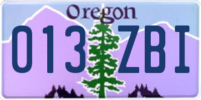 OR license plate 013ZBI