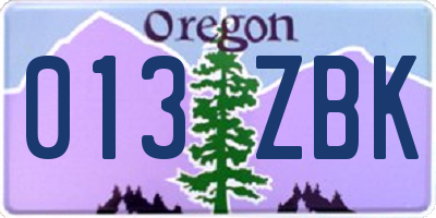 OR license plate 013ZBK