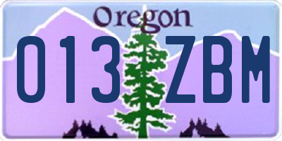 OR license plate 013ZBM