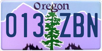 OR license plate 013ZBN