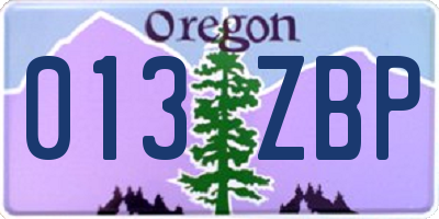 OR license plate 013ZBP