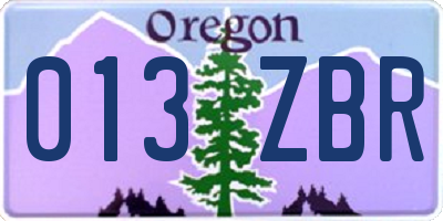 OR license plate 013ZBR