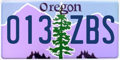 OR license plate 013ZBS