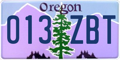 OR license plate 013ZBT