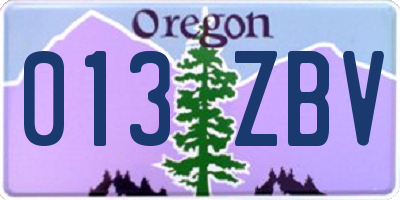 OR license plate 013ZBV