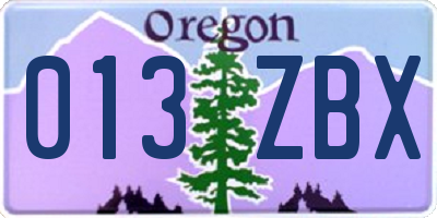 OR license plate 013ZBX