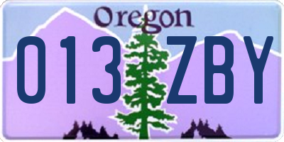 OR license plate 013ZBY