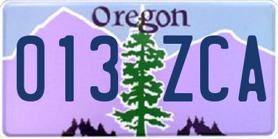 OR license plate 013ZCA