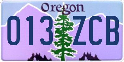 OR license plate 013ZCB